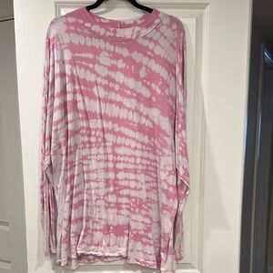 We The Free Pink and White Tie-Dye Long Sleeve Top